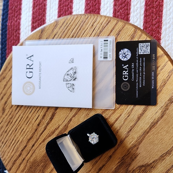 Moissanite 8ct Ring Triple Platinum over Sterling Silver Size 5.5 - Picture 3 of 8